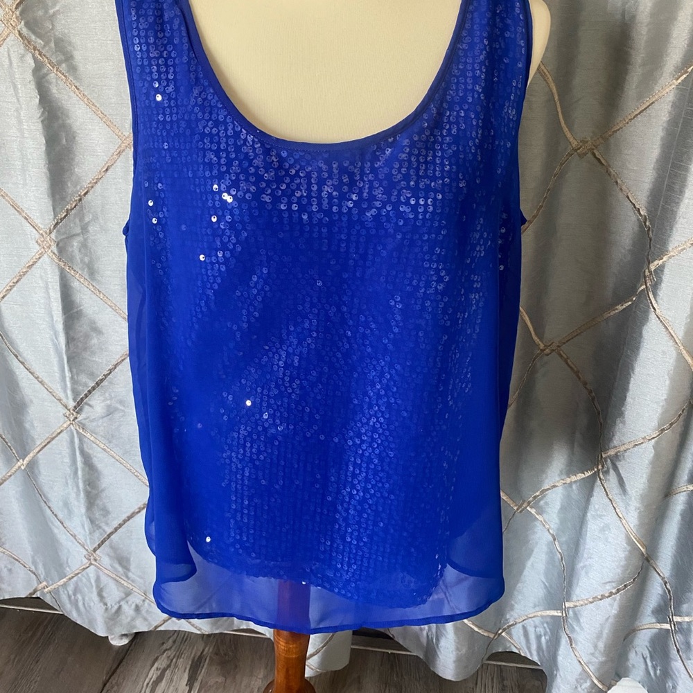 Cato Royal Blue Sequin Tank Top NWOT Size XL